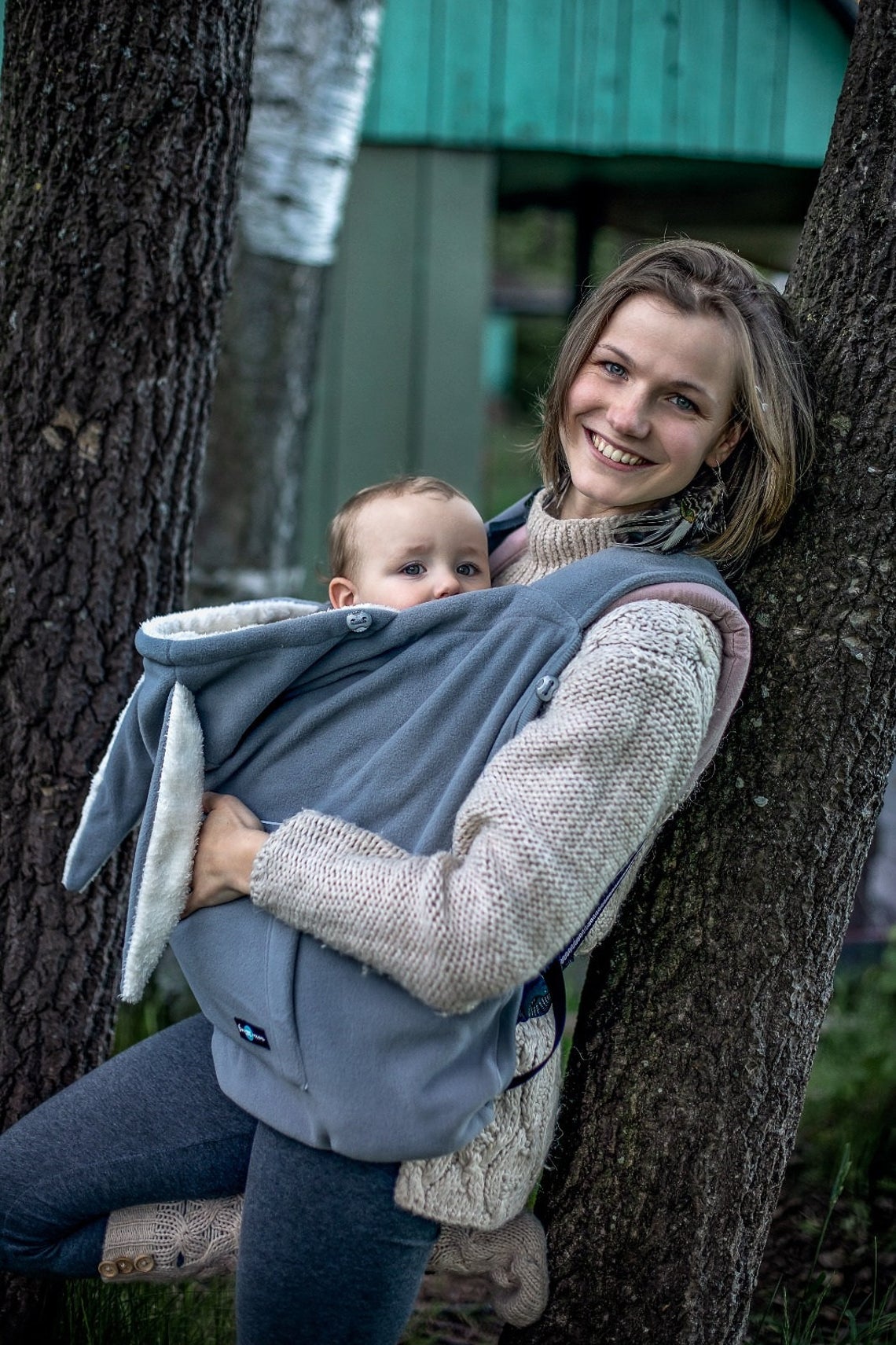 Baby Carrier Cover in Fleece - light grey