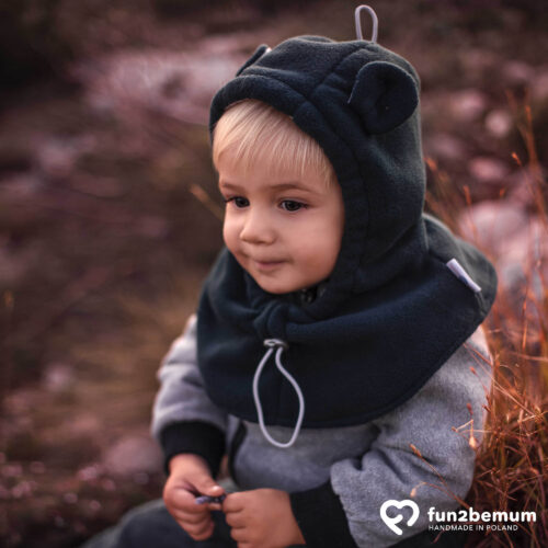 Fun2bemum baby hat balaclava czapeczka zimowa dla dzieci petrol butelkowa zieleń