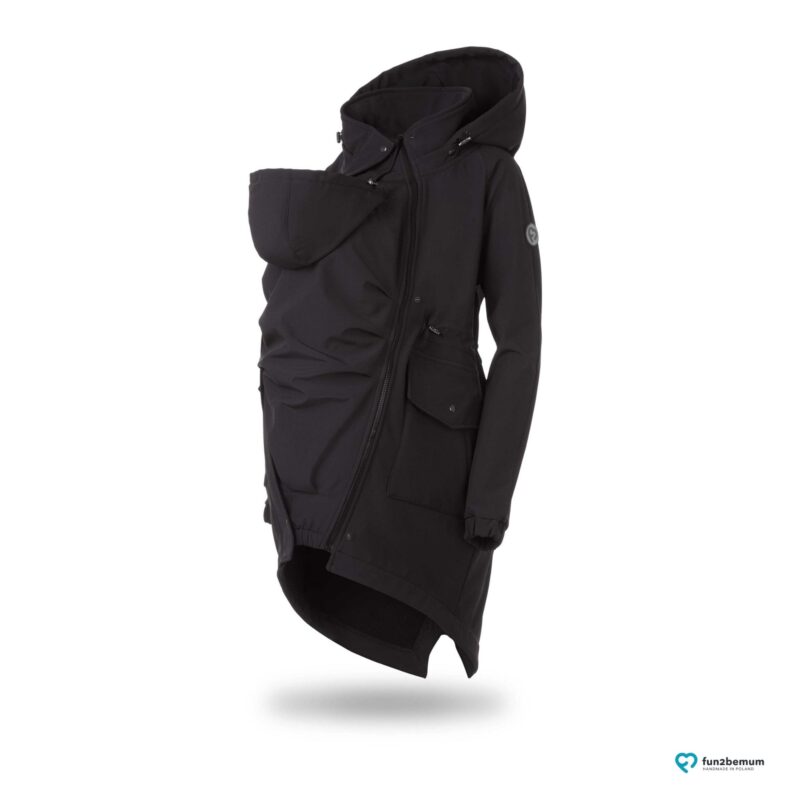 Fun2bemum kurtka parka softshell do noszenia dzieci babywearing maternity jacket black czarny duch