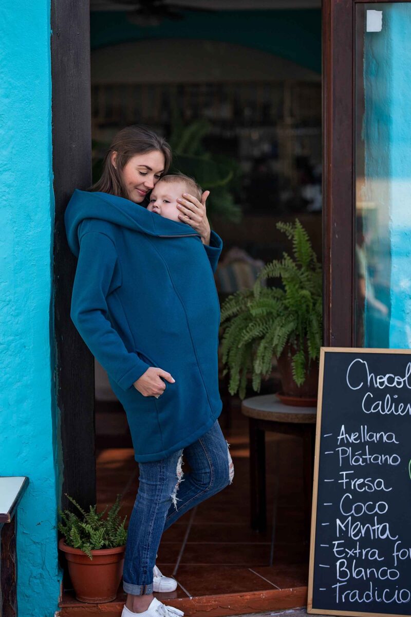 Fun2bemum babywearing coat Kaya maternity plaszcz ciazowy do noszenia dzieci petrol green
