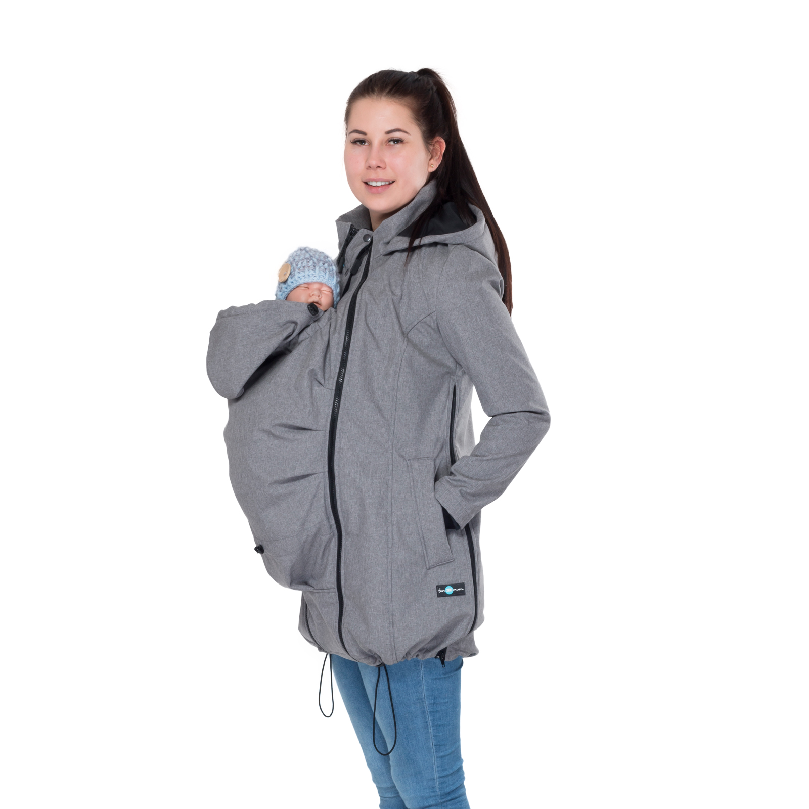 FUN2BEMUM 3in1 Softshell Coat Babywearing Jacket Maternity Coat Grey Melange NP29